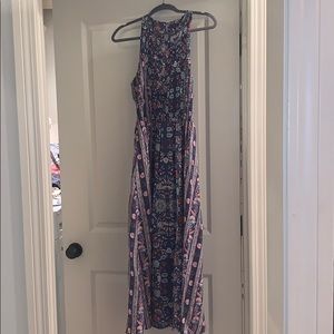 Multi-colored Halter Top Maxi Dress